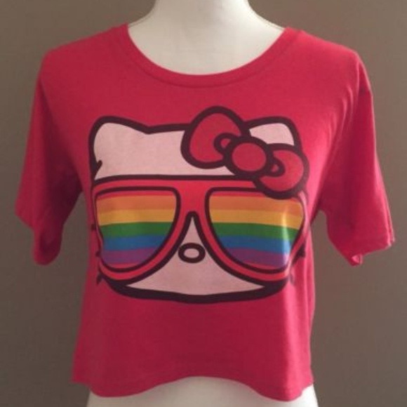 Hot Topic Tops - NWOT Hello Kitty Rainbow Sunglasses Crop Top
